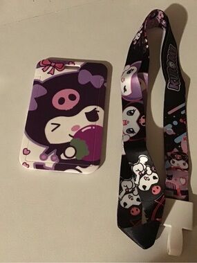 Kuromi Purple Character Card Holder with Lanyard